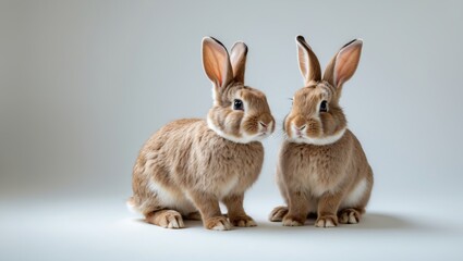 Obraz premium Furry pet mammals, cute and fuzzy, sitting against a white background for seasonal holidays