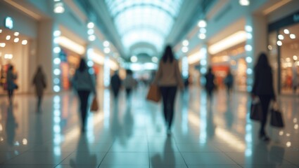 Elegant and abstract shopping mall background with blurred retail store interior