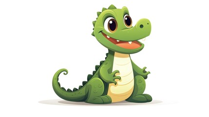 Professional Cute Baby Crocodile Flat Animal Vector Illustration for Projects