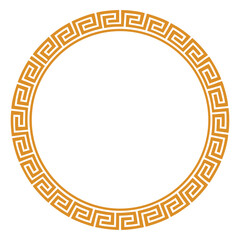 Greek Key Circle Frame – Gold Meander Border Design for Classic Ornament and Vector Art Decoration