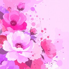 Fototapeta premium Abstract border frame of flowers painting with spring flowers irus background graphic resource