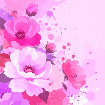 Abstract border frame of flowers painting with spring flowers irus background graphic resource