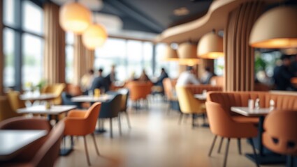 Defocused restaurant scene featuring Japanese cuisine and ambiance