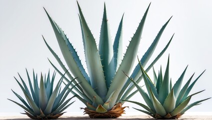 Obraz premium White background featuring a lone blue agave plant