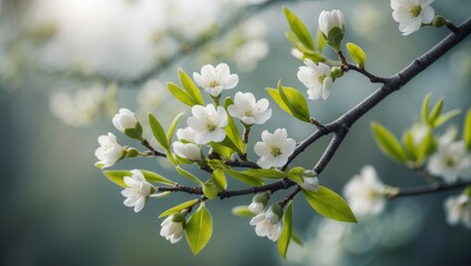 Obraz premium Minimalist spring blooms featuring buds and a shallow depth of field