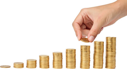 Hand Stacking Coins High