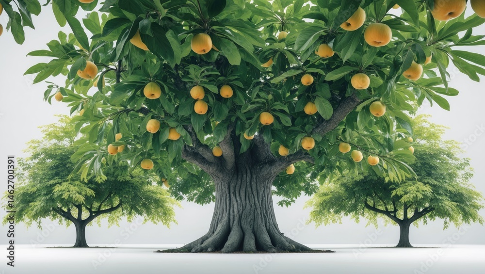 Aufkleber Separate large trees with edible fruits from the background