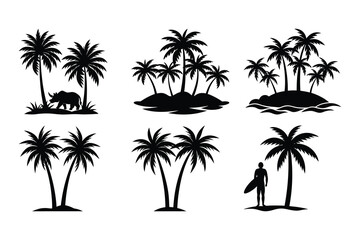 Naklejka premium Tropical Paradise Collection of Palm Tree Silhouettes for Design