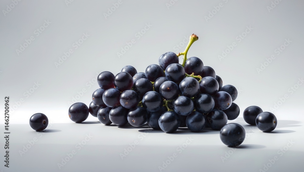 Poster isolated black grape cluster against white backdrop