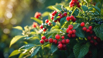 Fototapeta premium Blackberry plant bearing sweet fruits