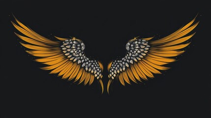 Obraz premium magnificent slogan with wings and diamond rivets illustration on black background illustration , no logos, no brands