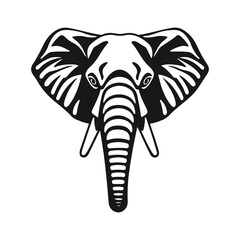 Elephant head silhouette, isolated vector illustration, wild animal graphic design	