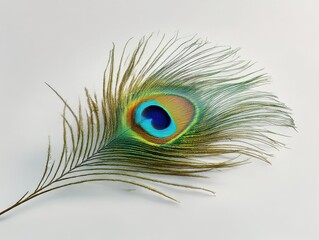 Peacock feather colorful isolate on white background