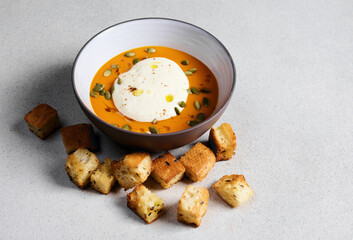 soup in plate with bread