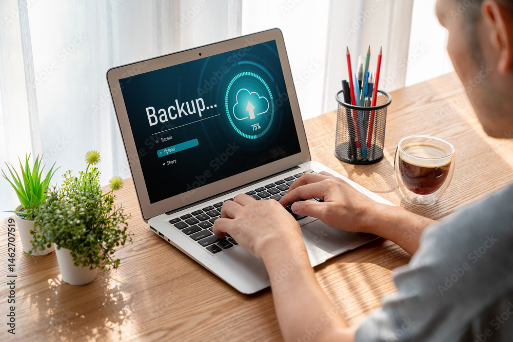 Poster backup storage data internet technology business concept. database storage cloud technology file dat