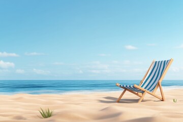 Obraz premium Summer beach with chair and sea view background