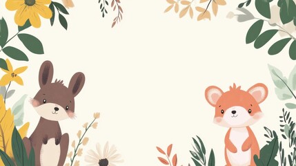 Naklejka premium Border template design with cute animals illustration illustration , no logos, no brands