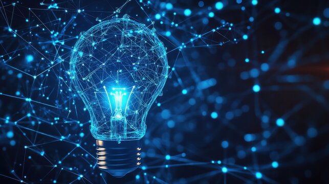 Abstract lightbulb graphic, representing innovative vision and ideas, glowing against a clean background
