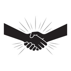 Black Hands Shaking Silhouettes Clipart – Business Deal, Contract Agreement, Handshake Icon