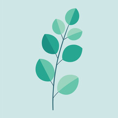 Green foliage vector illustration on a natural tree branch with green leaves, a spring design for eco decoration