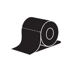 Black Toilet Paper Silhouettes Clipart – Roll of Toilet Paper, Unrolling Paper, Bathroom Icon Set