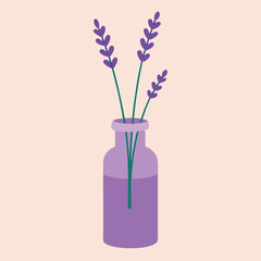 A fragrant purple lavender bouquet blossoms in a delicate glass vase, a touch of natural beauty