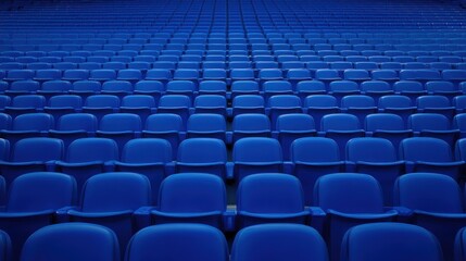 Obraz premium Rows of blue seats uniform texture and empty auditorium