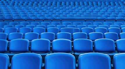 Obraz premium Empty blue seats pattern stadium auditorium background event gathering concept