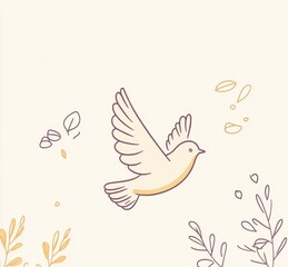 one line dove flying vector illustration on white background. bird's silhouette. Peace day 