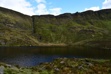 Fototapeta premium Lough Sgilloge, Comeragh Mountain, Nire Valley, Knockanaffrin, Co. Waterford, Ireland