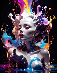 Radiant Beauty in a Splash of Neon Dreams