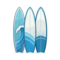 Cartoon surfboard with orange and blue wave design isolated on transparent background, perfect for summer and surfing projects 
