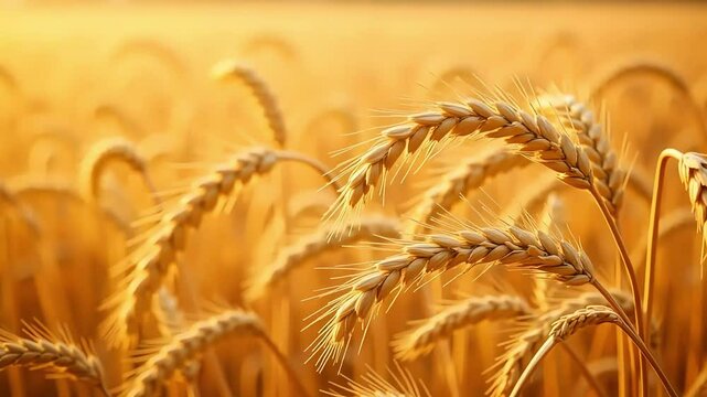 Golden wheat field close up agriculture farming harvest grain crop cereal farmland food