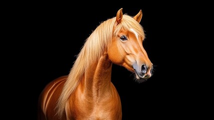 Obraz premium Golden palomino horse portrait dramatic studio shot