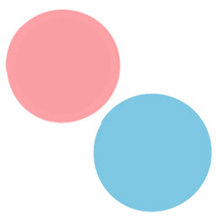 Watercolor illustration of red and blue circles. Soft, artistic shapes with delicate texture and transparency, perfect for abstract backgrounds, patterns, or modern decorative designs.