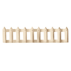 Watercolor illustration of a light wooden fence. Painted in soft beige tones, this rustic element is perfect for garden scenes, countryside decor, and outdoor-themed designs