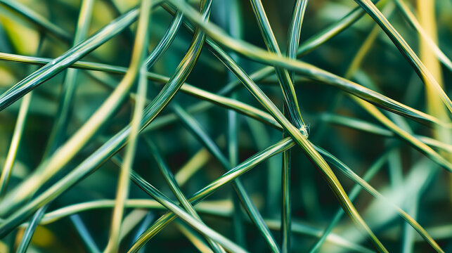 Des tiges vertes s&rsquo;entrelacent de mani&egrave;re complexe, cr&eacute;ant un motif organique. Cette image &eacute;voque la beaut&eacute; des plantes dans un environnement naturel en plein jour.