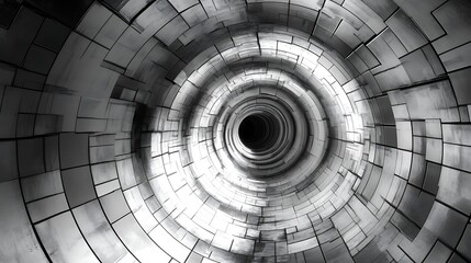 Abstract gray spiral tunnel