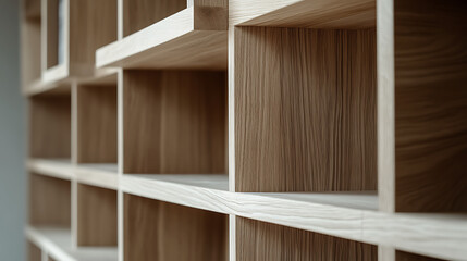 Modern Wooden Shelving Unit with Empty Compartments
