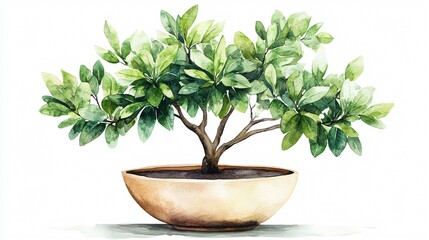 Elegant Watercolor Tree Illustration for Decorative Use in Design Projects
