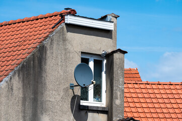 Residential houses in a row  backsides and facade Brussels Capital Region, Belgium