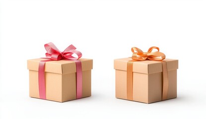 Obraz premium Colorful gift boxes with elegant ribbons for celebrations and special occasions on a minimalist white background