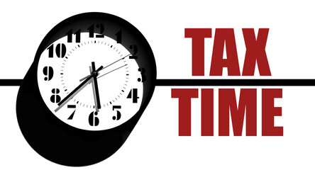 tax time reminder with a clock and traffic cone, emphasizing urgency and importance of tax deadlines