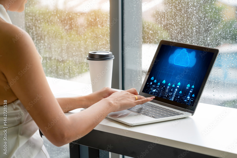 Poster cloud computing software for modish remote work and personal data storage