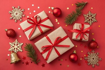 Christmas decoration on wooden background