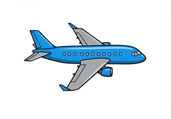 A blue and gray airplane isolated on white background