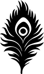 Obraz premium Black feather silhouettes in various shapes and styles, including curved, pointed, rounded, and detailed designs