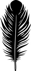 Obraz premium Black feather silhouettes in various shapes and styles, including curved, pointed, rounded, and detailed designs