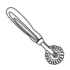 Pizza cutter one continuous line drawing  
