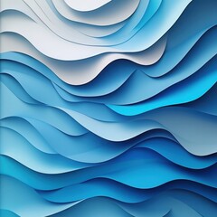 Abstract layers of blue and white flowing paper like design art